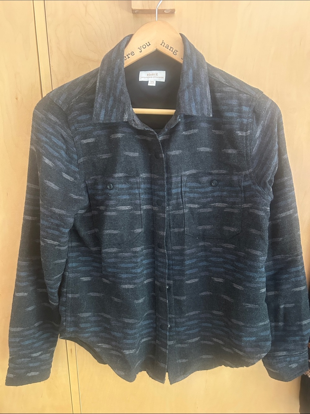 Roark charcoal Patterned snap-Down flannel